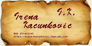 Irena Kačunković vizit kartica